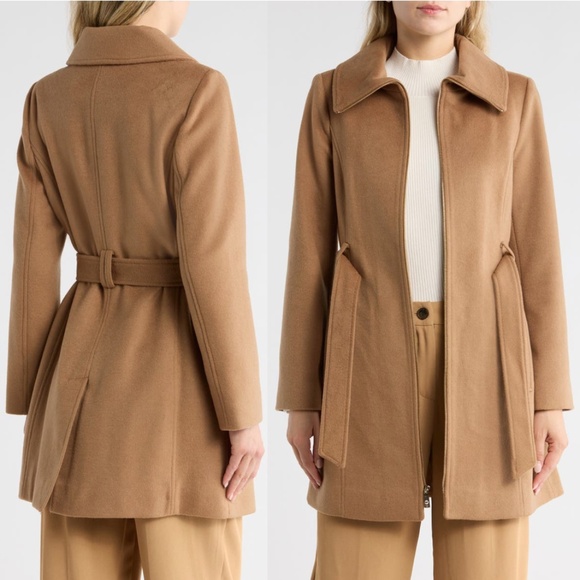 Michael Kors Full Zip Wool Blend Long Coat S XL Dark Camel NWT - Picture 3 of 17